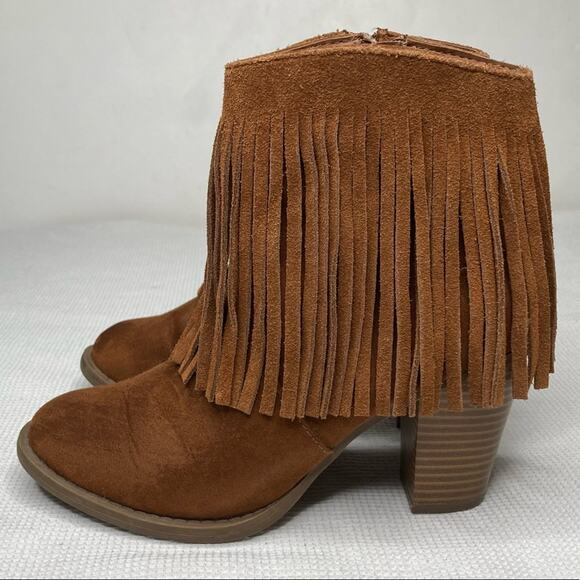 Mossimo Supply Brown Tassel Fringe Ankle Boots Size 6 - Picture 4 of 11